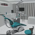 Modern Dental Clinic Interior With Blue Dental Chair White Cabinets Sink And Computer