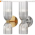 Elegant Modern Striped Glass Wall Sconce with Gold Silver Base and Light Bulb