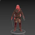 Game Movie Character Wearing Green Tactical Outfit With Compound Bow Backpack And Knee Pads