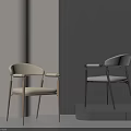 Modern Designer Dining Chairs In Beige And White With Metal Frames And Padded Seats