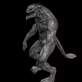 Game Movie Monster Character 3D Design with Wolf Like Head Muscular Body Clawed Hands