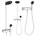 Modern Shower System With Rainfall Top Sprayer Handheld Nozzle And Control Knob 3d model