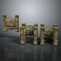 Ancient Stone Castle Towers Featuring Moss Covered Walls And Medieval Fortification Structures 3d model