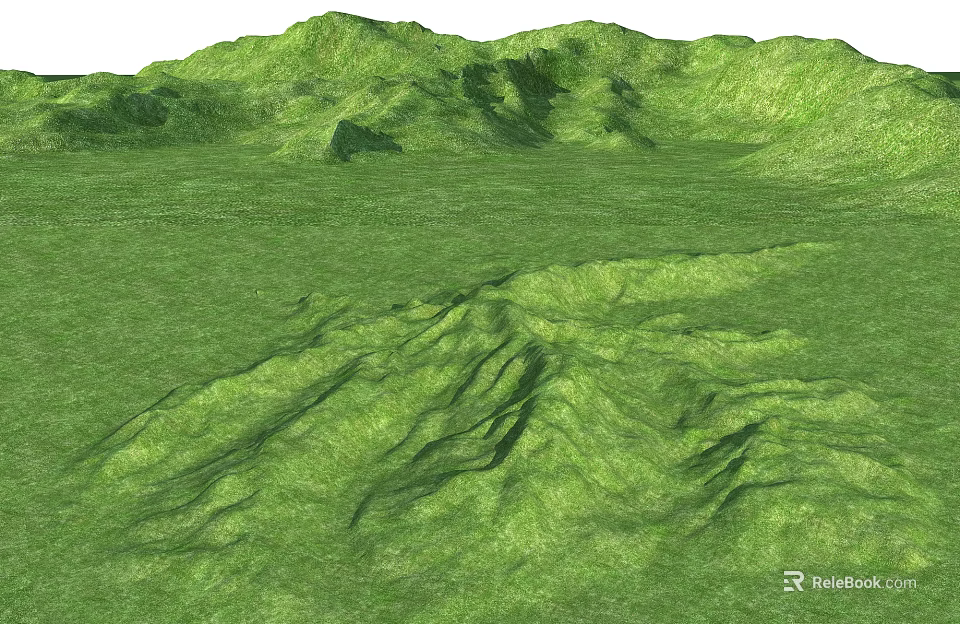 Garden Landscape With Lush Green Grass And Rolling Natural Terrain 3d model 