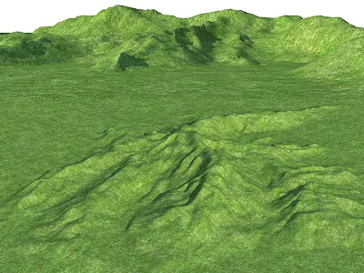 Garden Landscape With Lush Green Grass And Rolling Natural Terrain 3d model