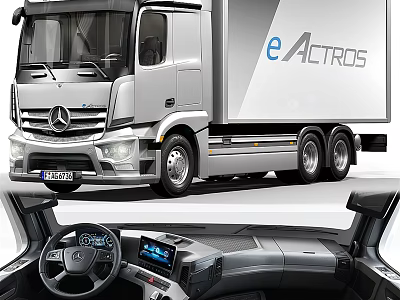 Mercedes eActros Modern Electric Utility Vehicle With Sleek Exterior And Advanced Cockpit Interior 3d model