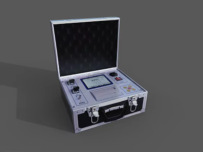 Portable Industrial Testing Equipment With Open Metal Case Display Screen And Control Panel 3d model