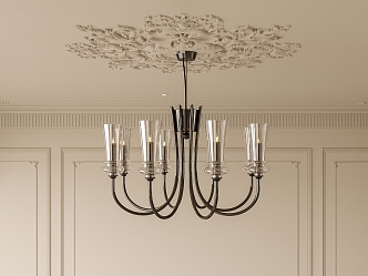 French Chandelier Living Room Chandelier Black Metal Chandelier 3d model