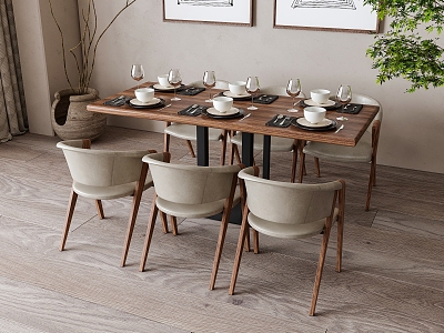 Nordic Dining Table and Chair Combination 3d model