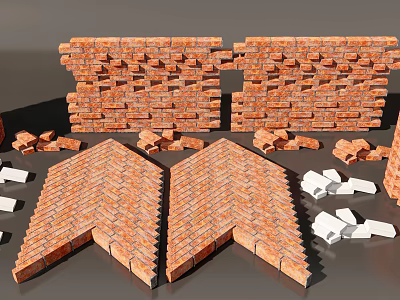 Stone Wood Construction Materials Featuring Brick Wall Patterns And Arranged Blocks 3d model