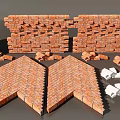 Stone Wood Construction Materials Featuring Brick Wall Patterns And Arranged Blocks 3d model