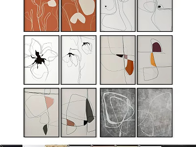 Modern Decorative Frames With Abstract Lines And Geometric Shapes For Wall Decor 3d model