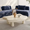 Modern Living Room With Blue Sofa White Coffee Table Vase And Small Tray