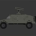 Armored Military Vehicle Featuring Top Mounted Missile Launcher Gray Sturdy Exterior