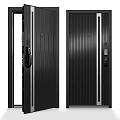 Modern Security Door with Ribbed Design Smart Lock and Steel Construction 3d model