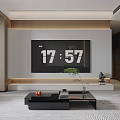 Modern Living Room Interior With TV Wall Wooden Accents Coffee Table And Green Plant