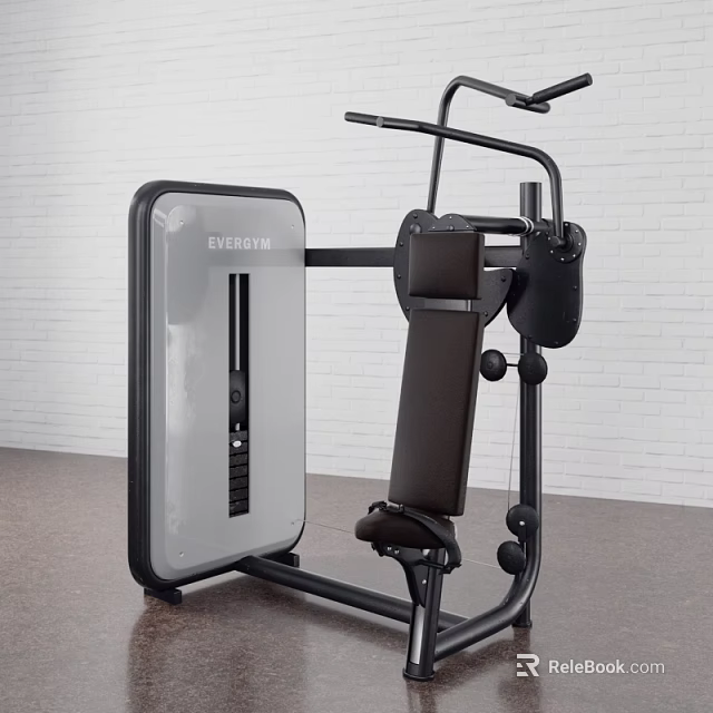 Evolution Strength Training Sports Equipment With Black Gray Design Seat Backrest And White Brick Wall 3d model 
