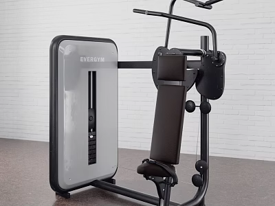 Evolution Strength Training Sports Equipment With Black Gray Design Seat Backrest And White Brick Wall 3d model