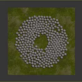 Many Baseballs in Circular Arrangement on Green Grass as Sports Equipment