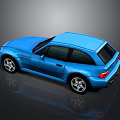 Blue Two Door Sports Car With Sporty Design And Shiny Exterior Finish