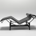 Modern Black Leather Lounge Chair With Sleek Metal Frame And Minimalist Design