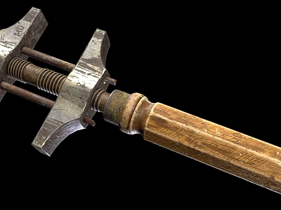 Heavy Duty Hardware Clamp With Wooden Handle And Metal Screw Mechanism 3d model