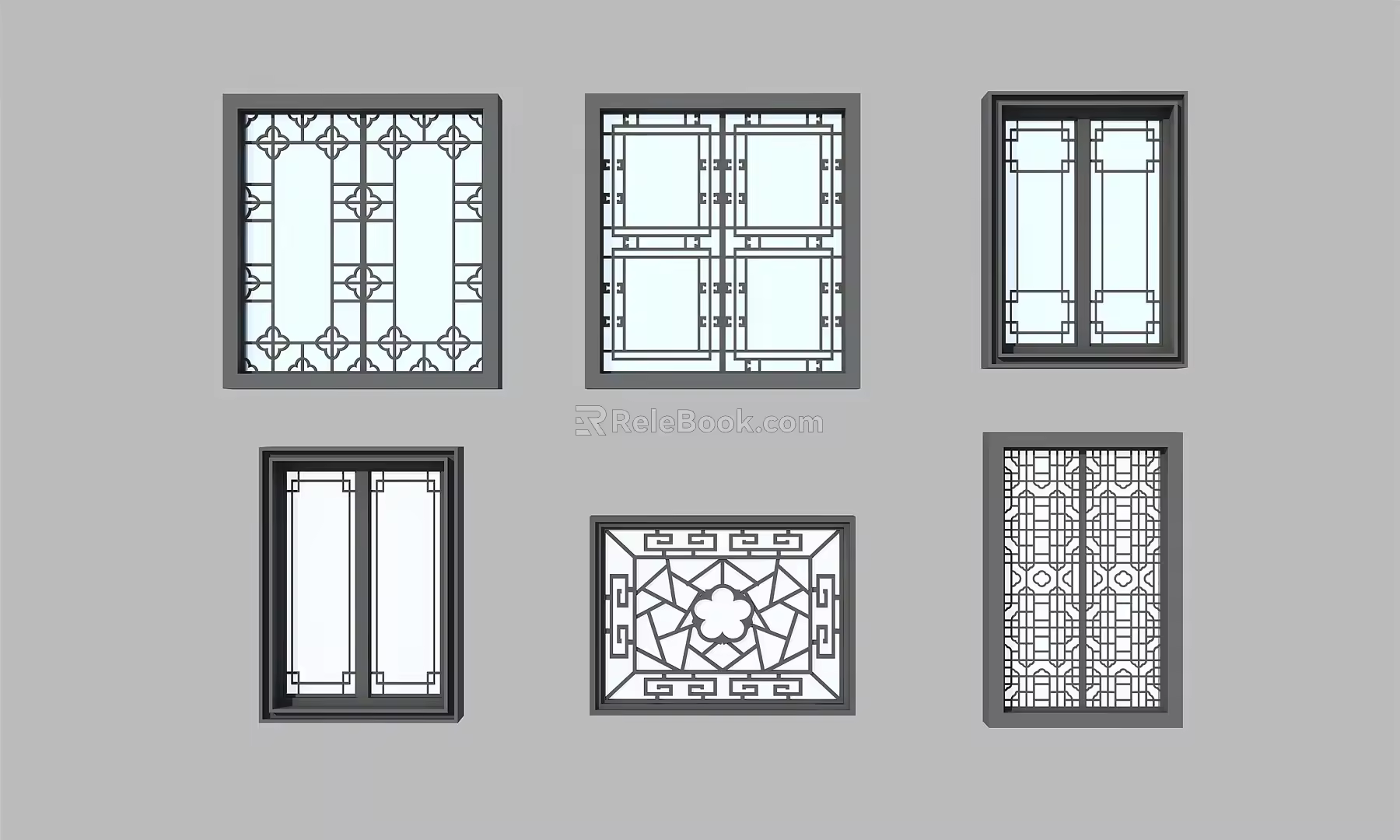 new chinese style window frame 3d model