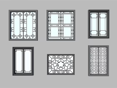 Casement Windows With Various Decorative Patterns And Different Architectural Design Styles 3d model