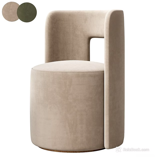 Modern Beige Upholstered Accent Chair With Sleek Backrest And Armrest 3d model 