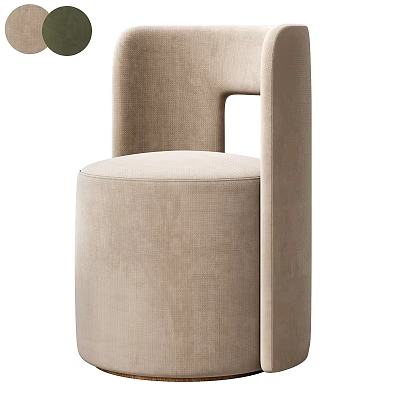 Modern Beige Upholstered Accent Chair With Sleek Backrest And Armrest 3d model