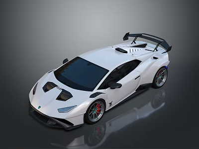 White Sports Car With Sleek Exterior Black Rear Wing And Aerodynamic Design 3d model