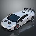 White Sports Car With Sleek Exterior Black Rear Wing And Aerodynamic Design