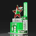 Heineken Silver Label Display With Green Star Arrow And Bottle Elements 3d model