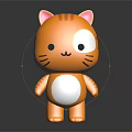 Cute Orange Striped Cat Cartoon Figure With White Belly And Pink Ears