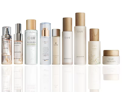 Collection Of Skincare Products In Different Bottles 3d model