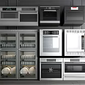 Modern Built In Kitchen Appliances With Glass Door Cabinets And Stainless Steel Design