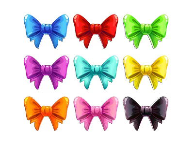 Bow Color Ribbon Cartoon Bow Color Bow Bow Material Packaging Element Bow Element Bow Decoration 3d model