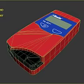 Red Electronic Device With Blue Panel Digital Screen And Control Buttons