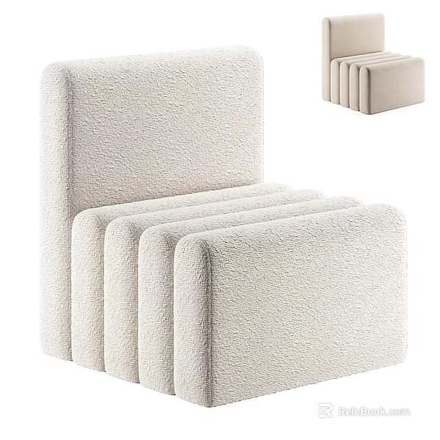 Light Beige Textured Fabric Single Sofa With Modern Minimalist Square Design And Comfortable Seat 3d model 