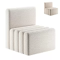 Light Beige Textured Fabric Single Sofa With Modern Minimalist Square Design And Comfortable Seat