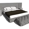 Modern Double Bed With Upholstered Headboard Nightstands Bed Bench And Neutral Tones