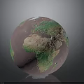 3D Earth Globe Model With Purple Background Green And Beige Continents