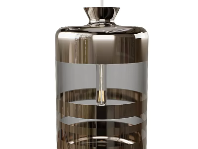 Modern Glass and Metal Chandelier With Layered Cylindrical Design and Shiny Finish 3d model