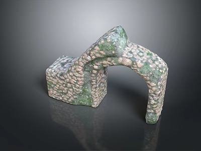 Natural Scenic Landscape Featuring Rock Arch With Green Moss Covered Stone Structure 3d model