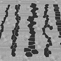 Various Shaped Black Stepping Stones With Different Arrangements On Gray Background