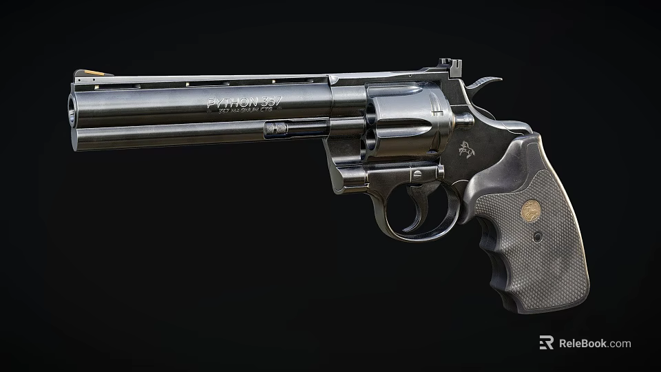 Realistic Inflatable Revolver Model With Black Finish And Detailed Grip 3d model 