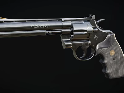 Realistic Inflatable Revolver Model With Black Finish And Detailed Grip 3d model