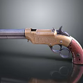 Vintage Revolver Sculpture With Intricate Carvings Brass Body And Wooden Grip
