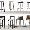 Modern Bar Stools With Various Designs Different Colors And Metal Frames 3d model