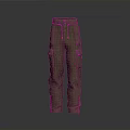Khaki Cargo Pants With Multiple Pockets And Adjustable Waist Belt 3d model